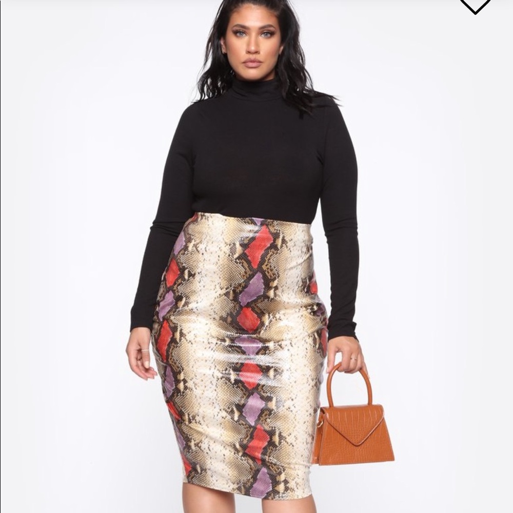 Snake print midi skirt